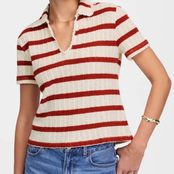 Madewell Stripe Knit Polo, size XL - Picture 1 of 5